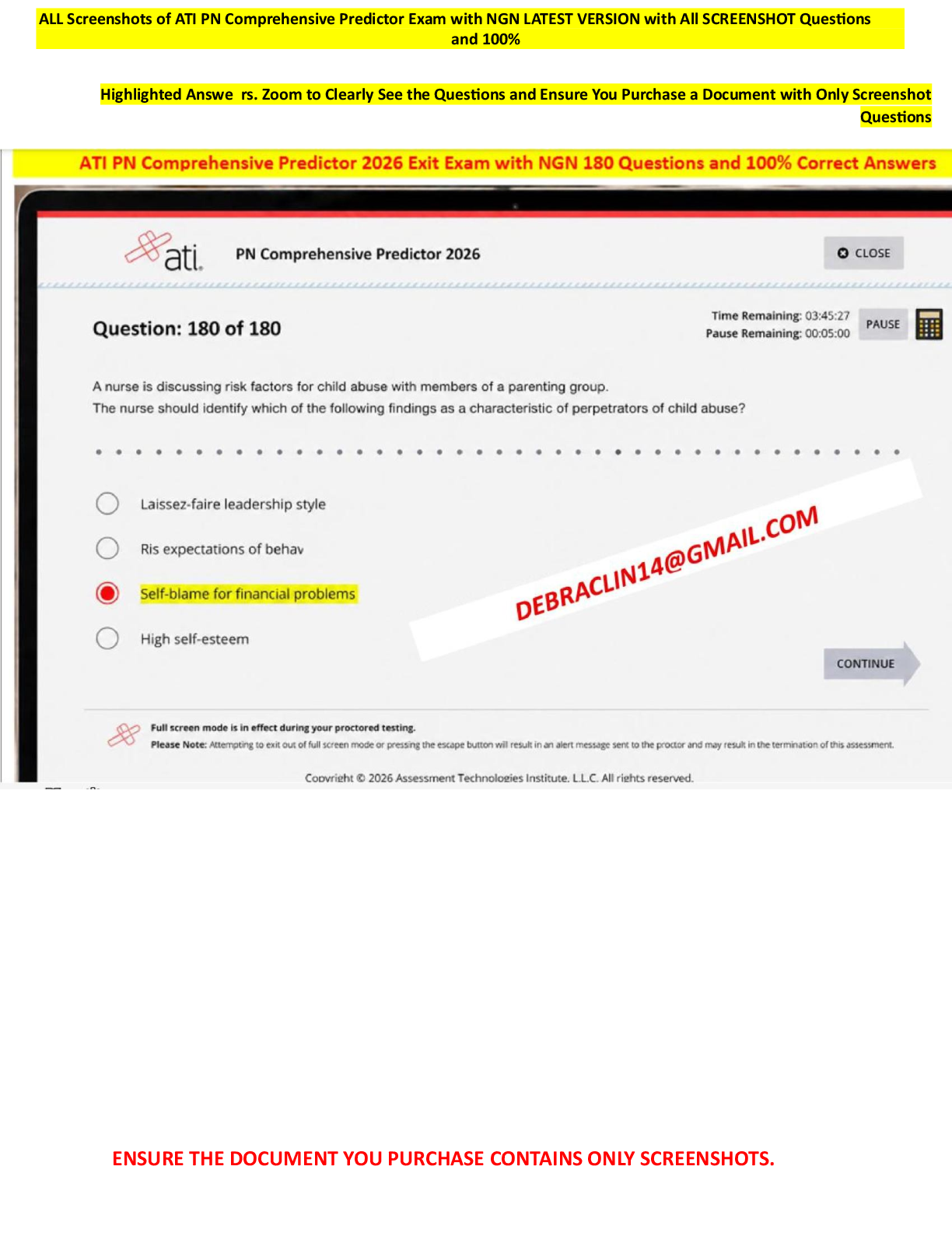 Preview of ATI PN Comprehensive Proctored Exam 2026 with NGN (180 Real Exam Questions and Answers) - Complete Actual Exam for PN Comprehensive 2023