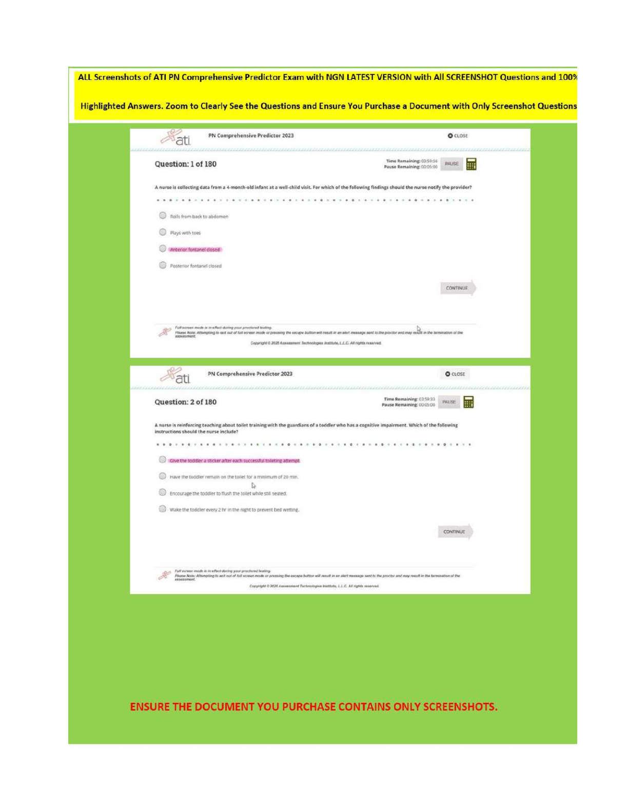 Preview of ATI PN Comprehensive Proctored Exam 2026 with NGN (180 Real Exam Questions and Answers) - Complete Actual Exam for PN Comprehensive 2023