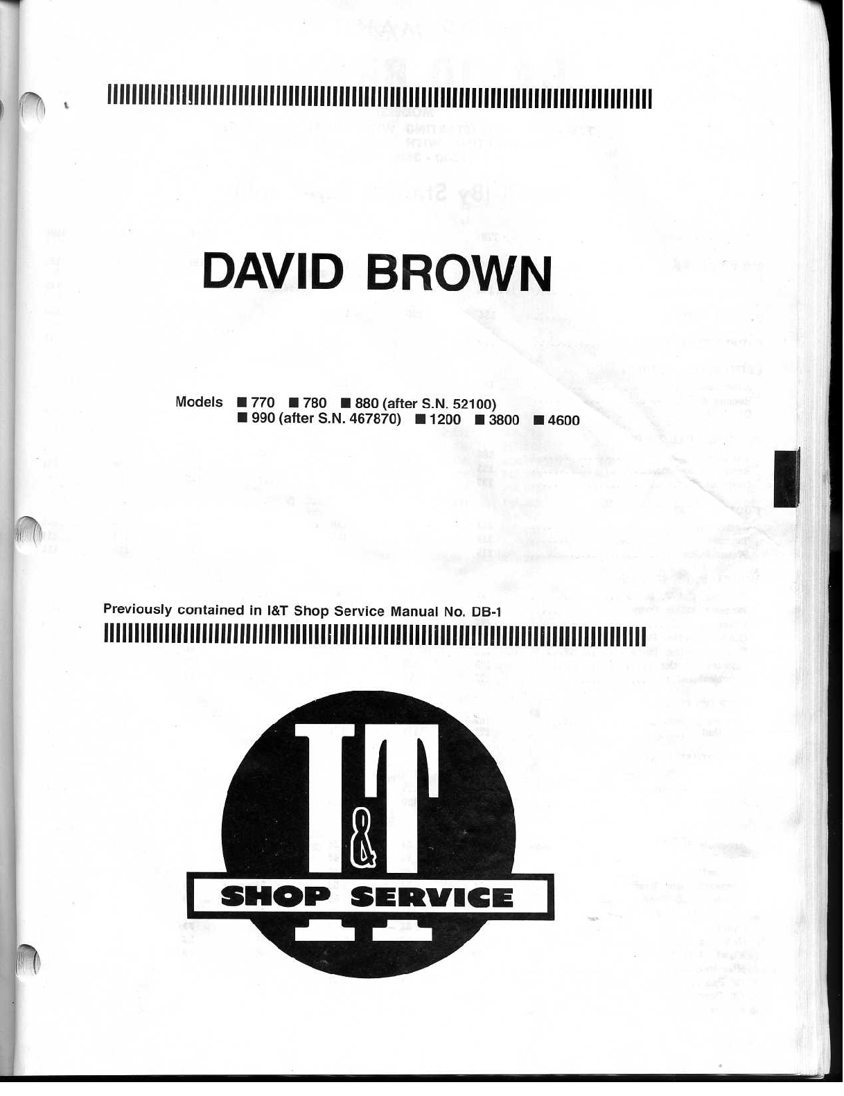 Preview image for David Brown 770, 780, 880, 990, 1200, 3800 & 4600 WORKSHOP MANUAL
