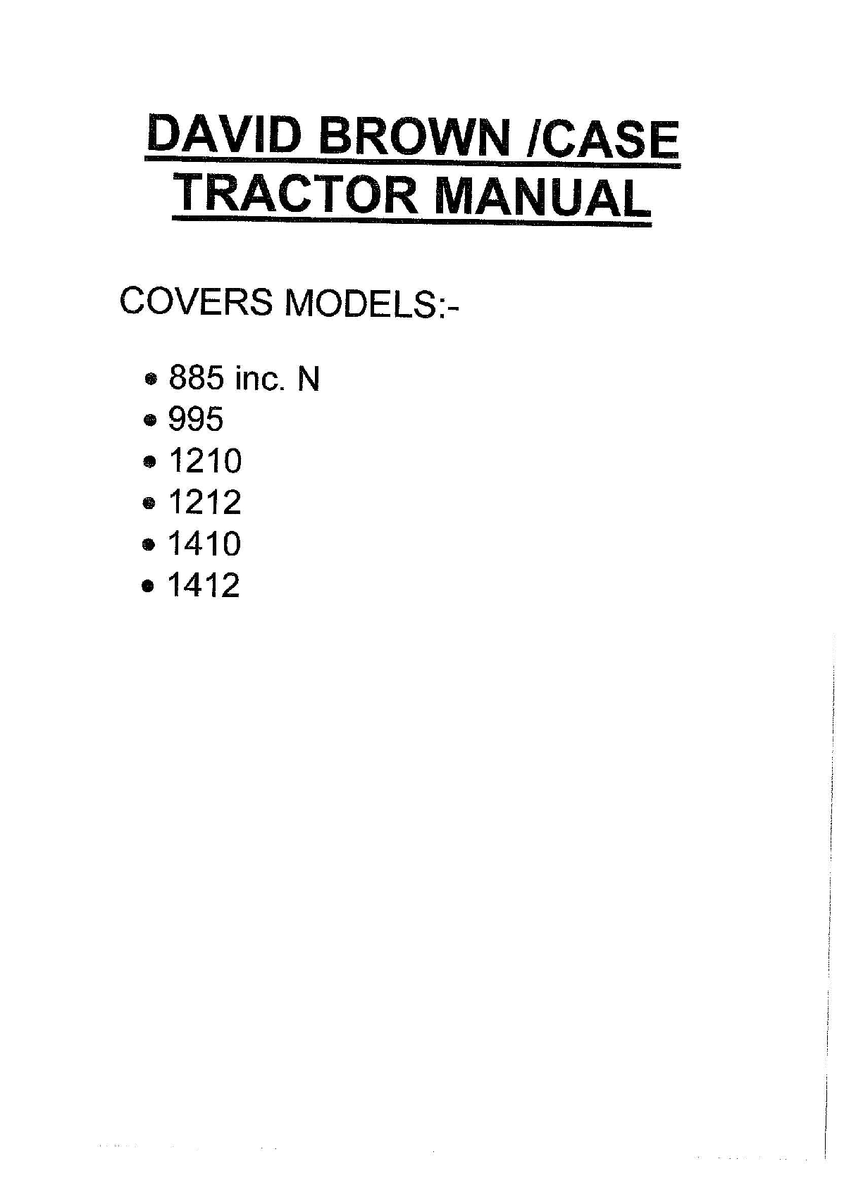 Preview of David Brown Case 885 885N 995 1210 1212 1410 1412 WORKSHOP MANUAL