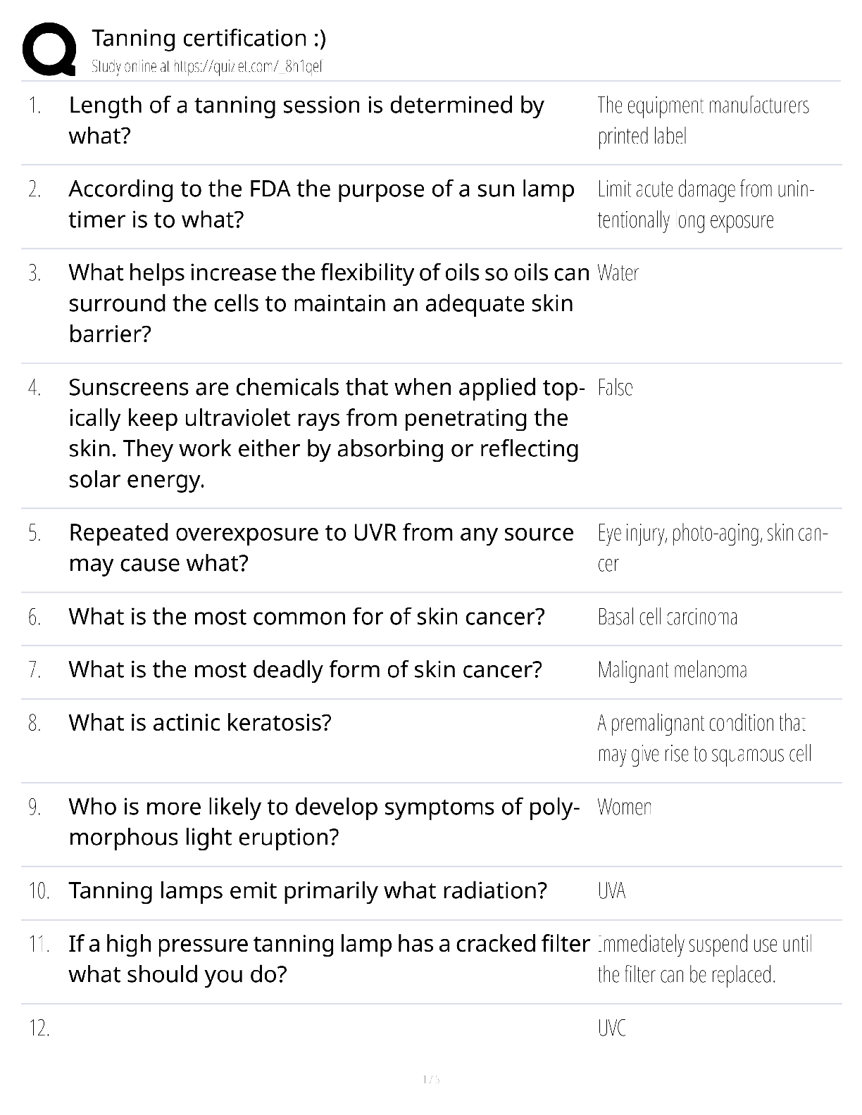 Preview image for Tanning Certification indoor tanning exam prep study guide