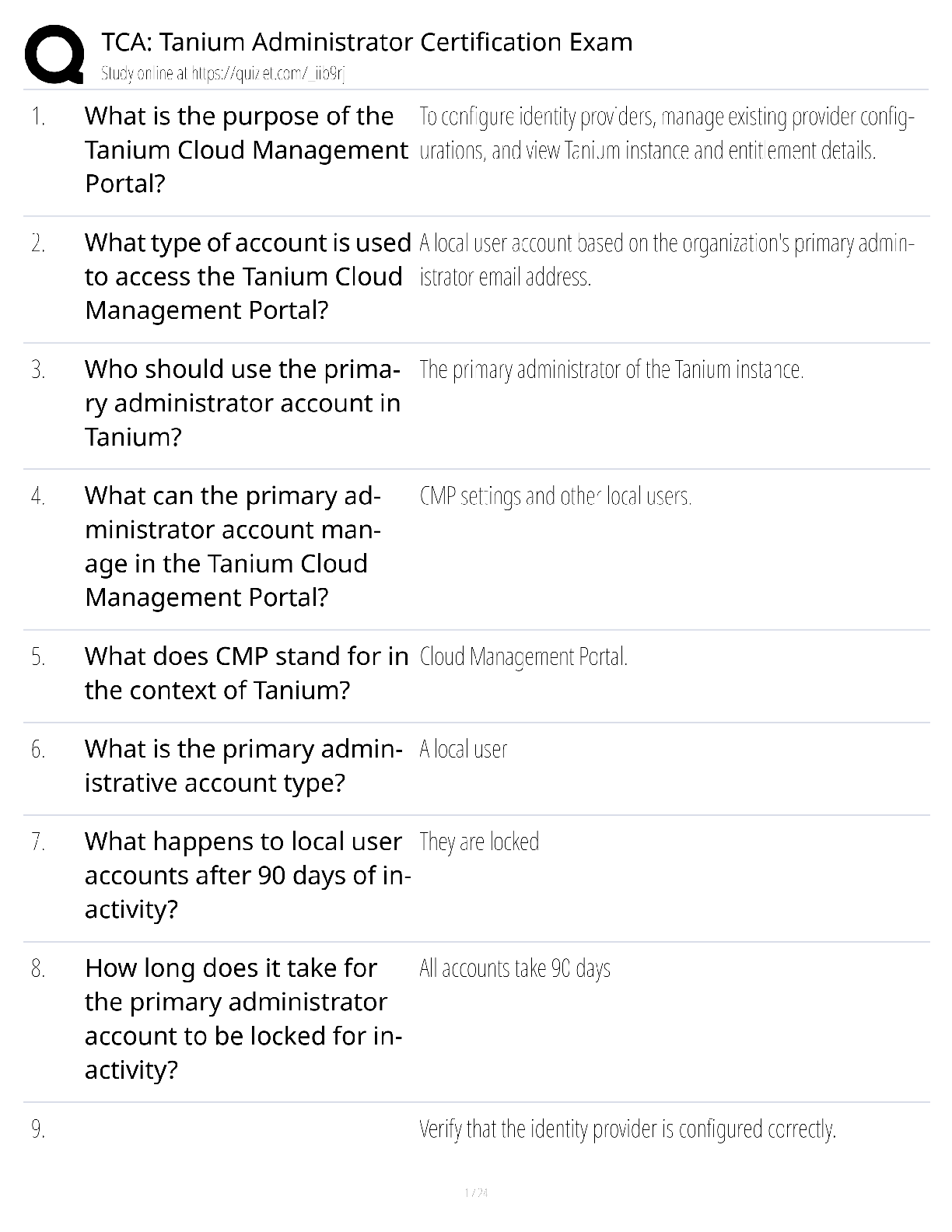 Preview of TCA Tanium Administrator Certification Exam / score 100% / 2025 update / endpoint management study guide