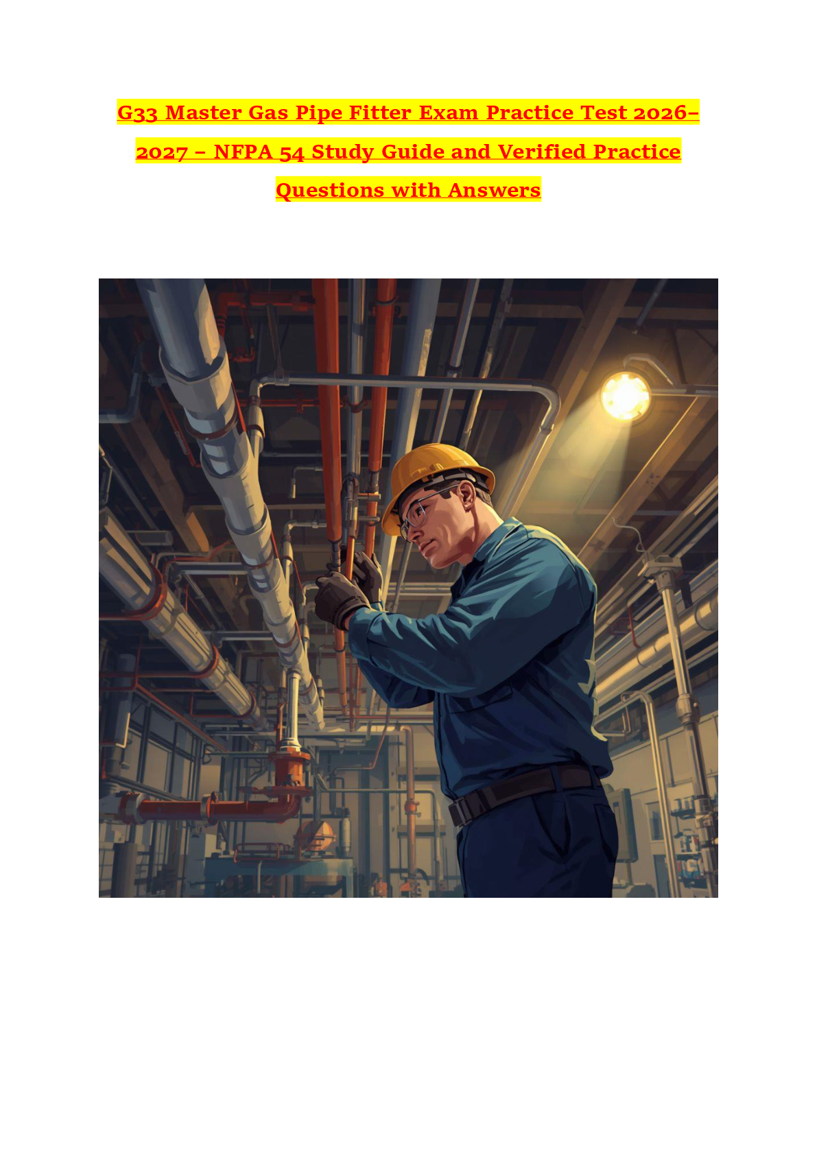Preview of G33 Master Gas Pipe Fitter Exam Practice Test 2026–2027 – NFPA 54 Study Guide and Verified Practice Questions with Answers