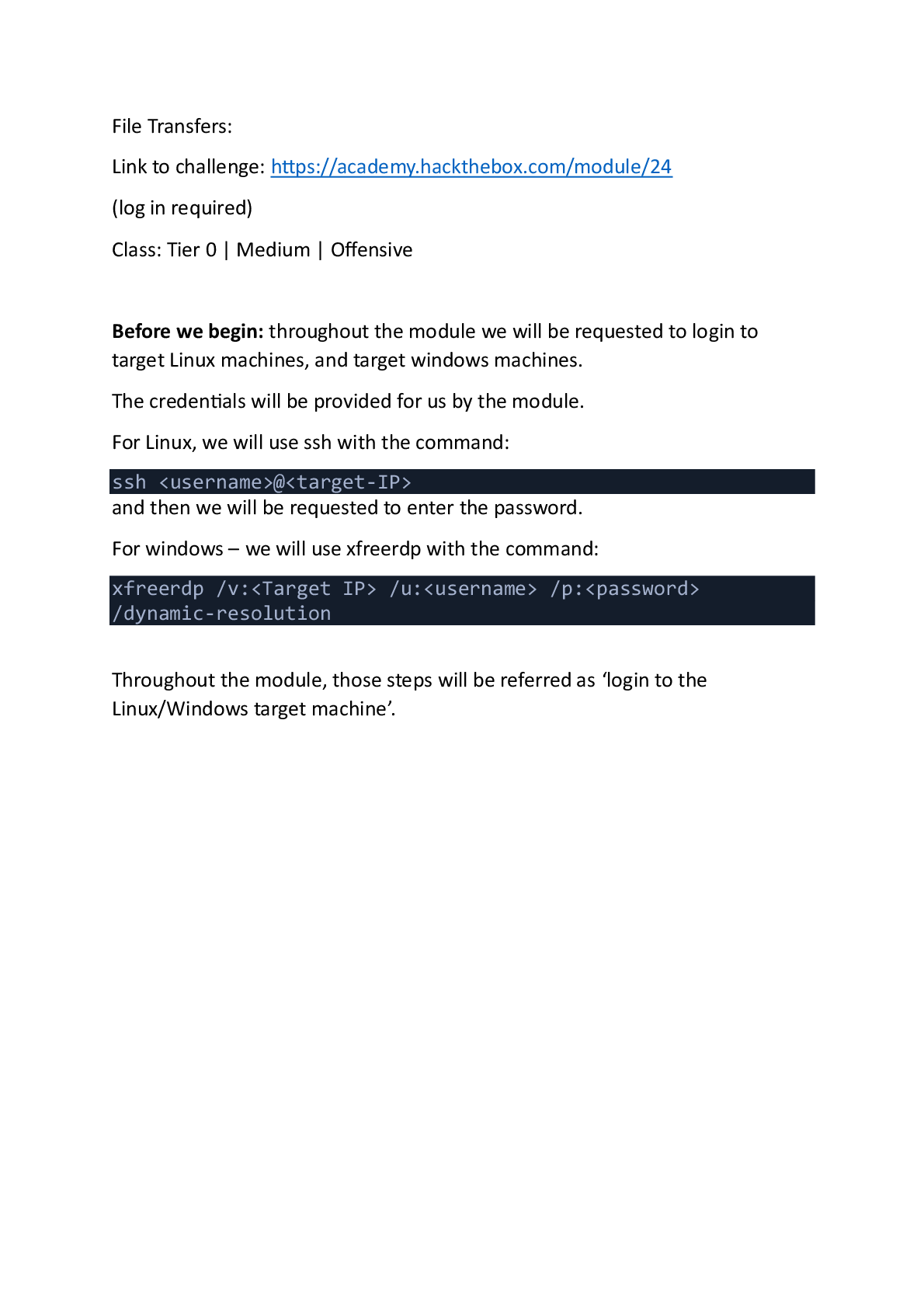 Preview of File Transfers Hack The Box Module 24