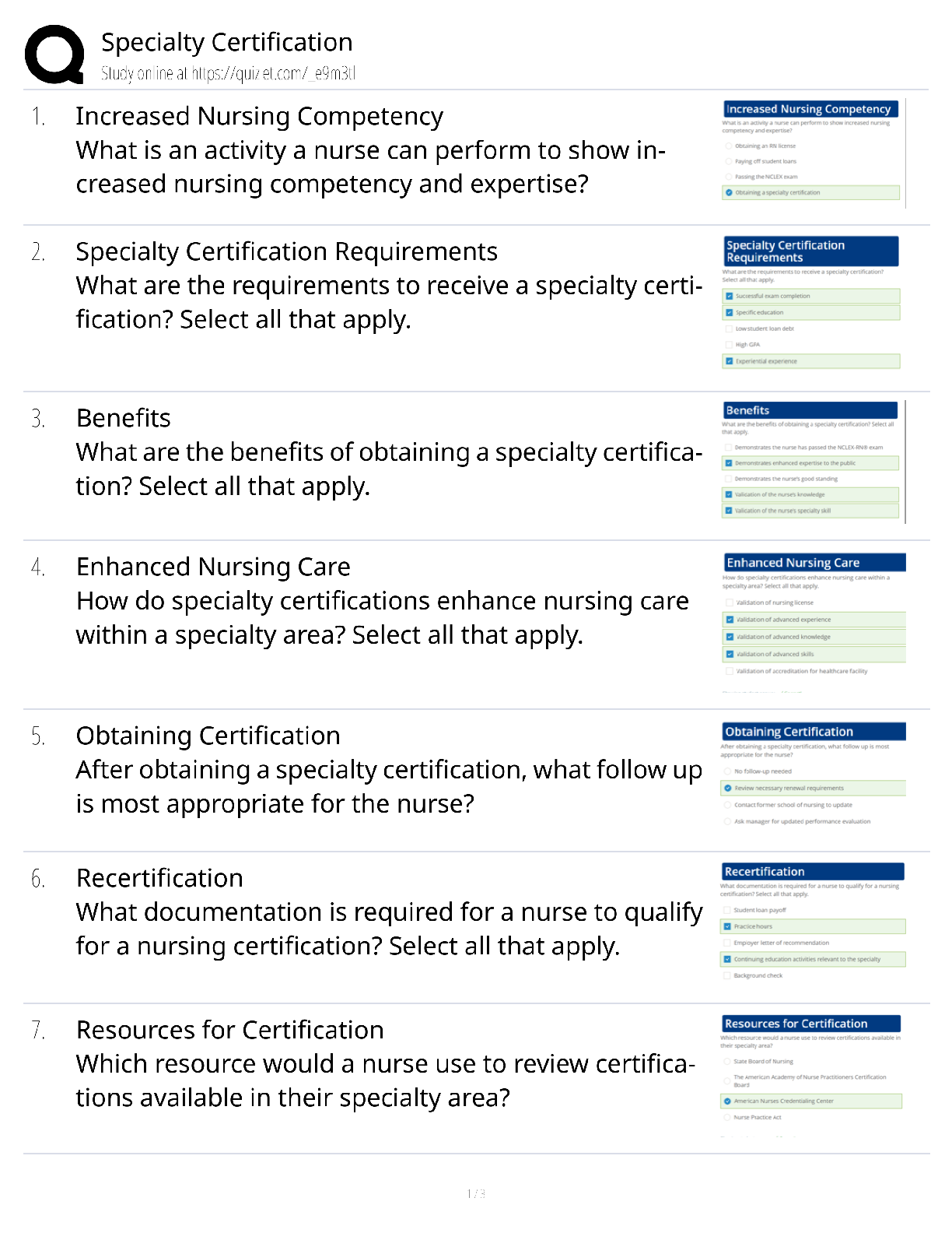Preview of Specialty Certification / score 100% / 2025 update / nursing specialty exam prep study guide