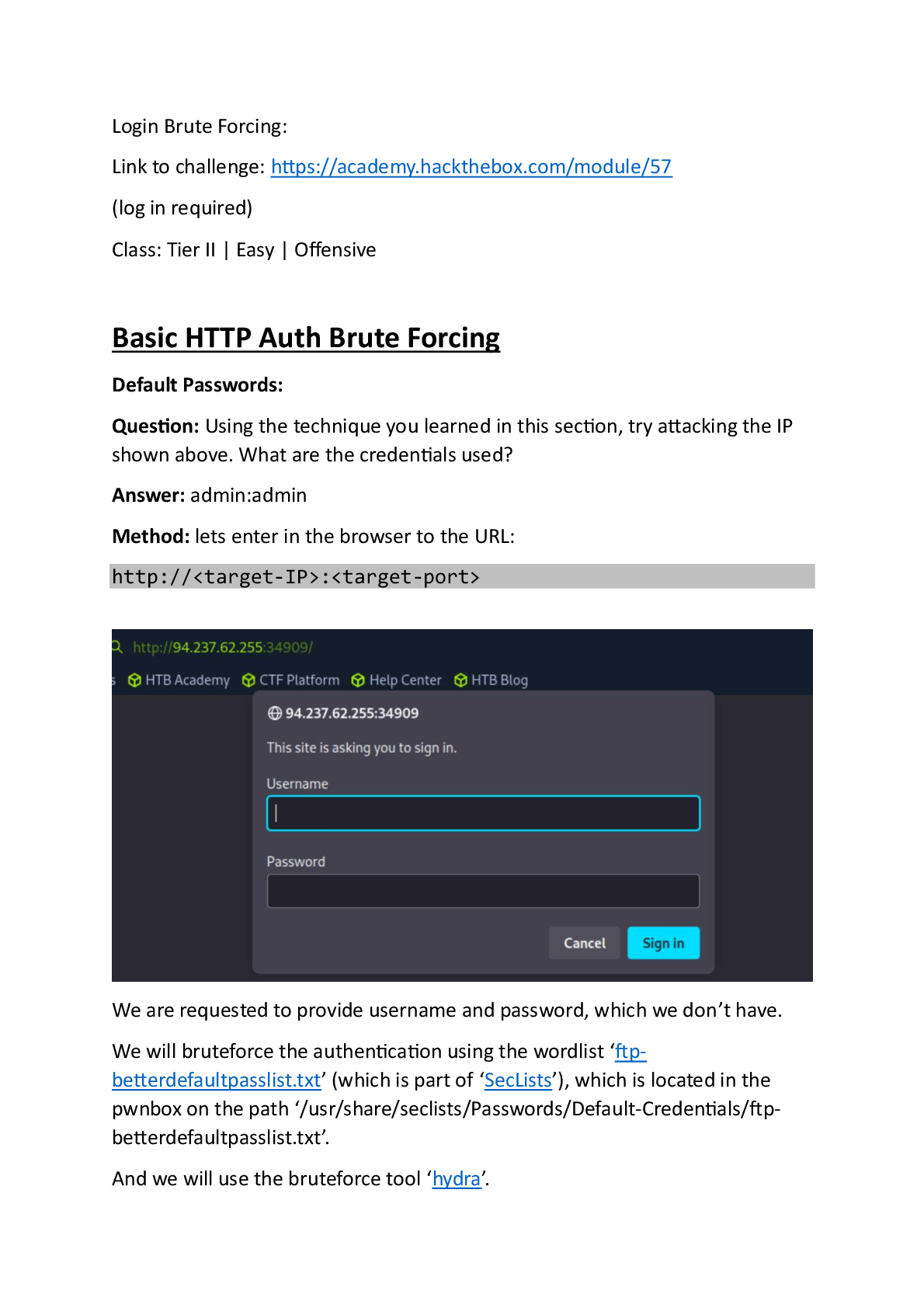 Preview of Login Brute Forcing: Hack The Box Module 57