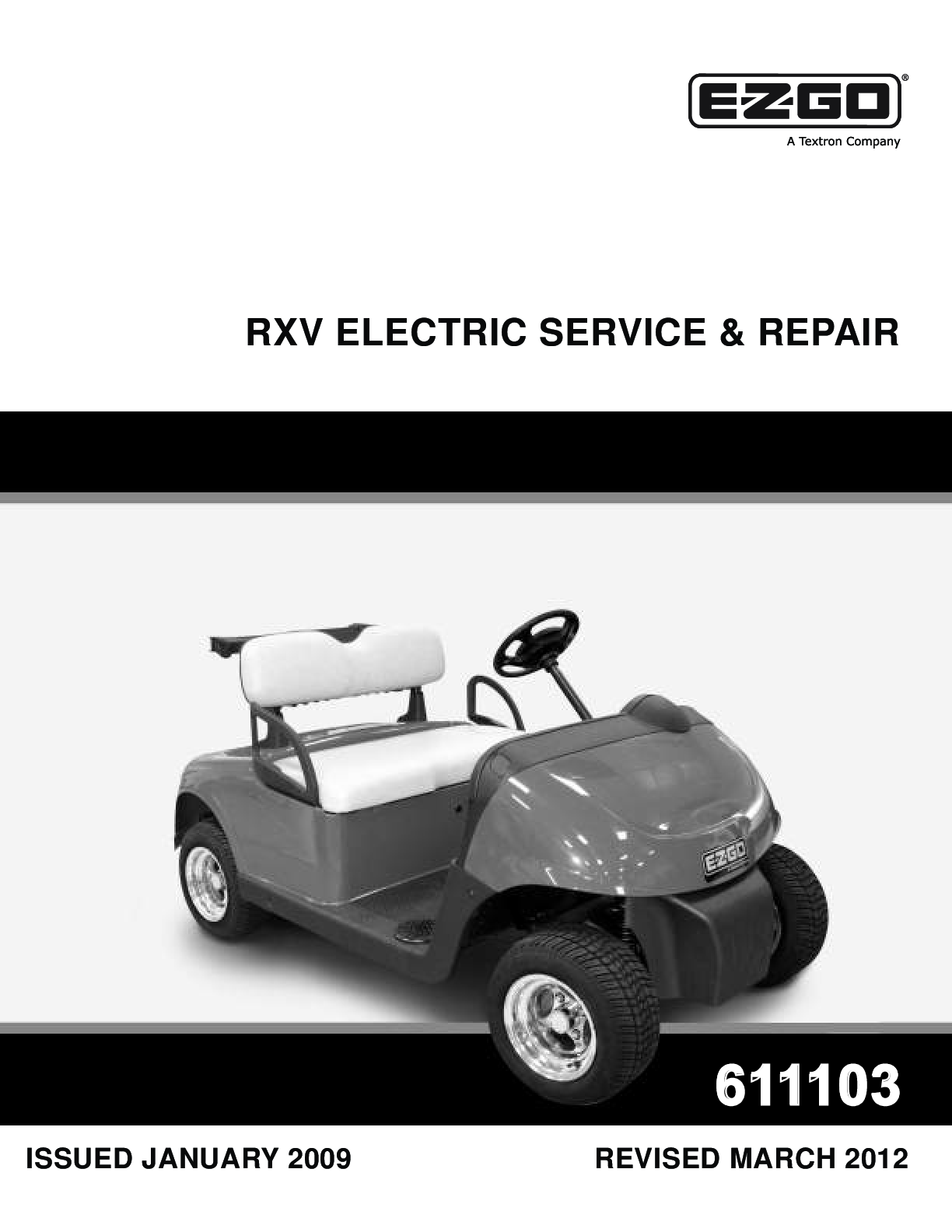 Preview of EZGO RXV ELECTRIC Service Repair Manual 611103 2009 2012