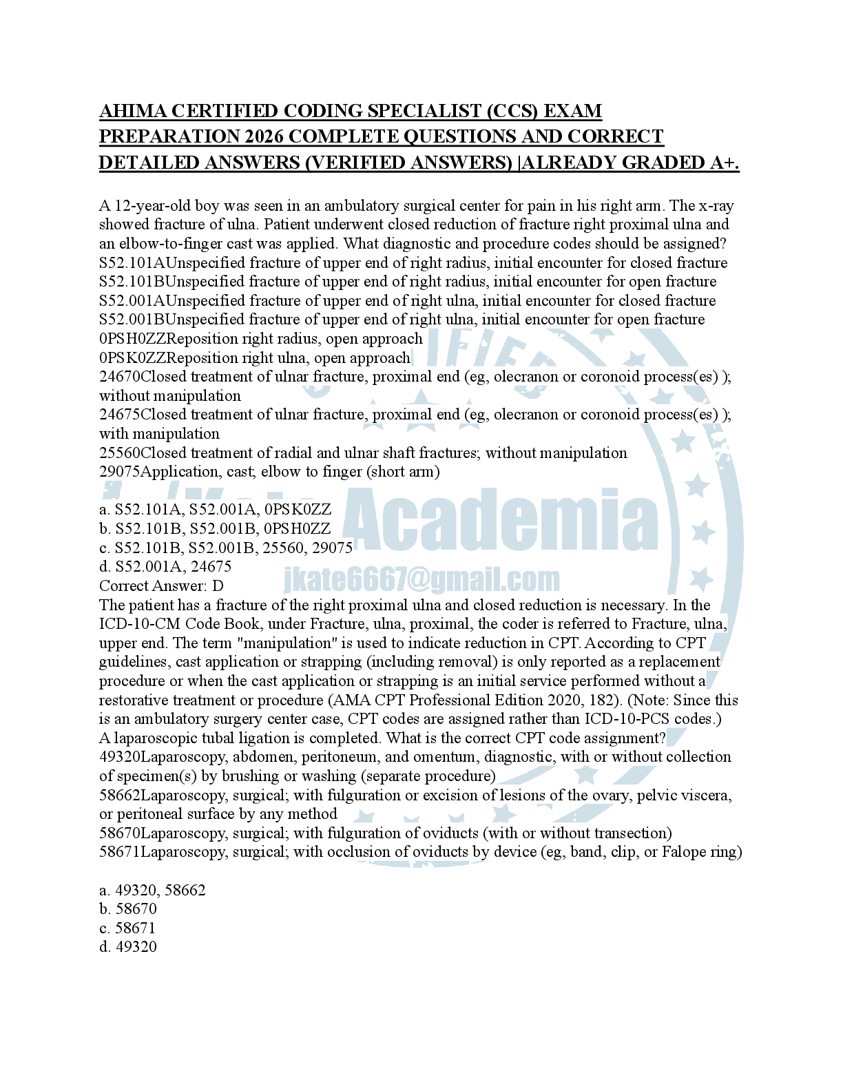 Preview of AHIMA CERTIFIED CODING SPECIALIST (CCS) EXAM PREPARATION 2026 COMPLETE QUESTIONS AND CORRE