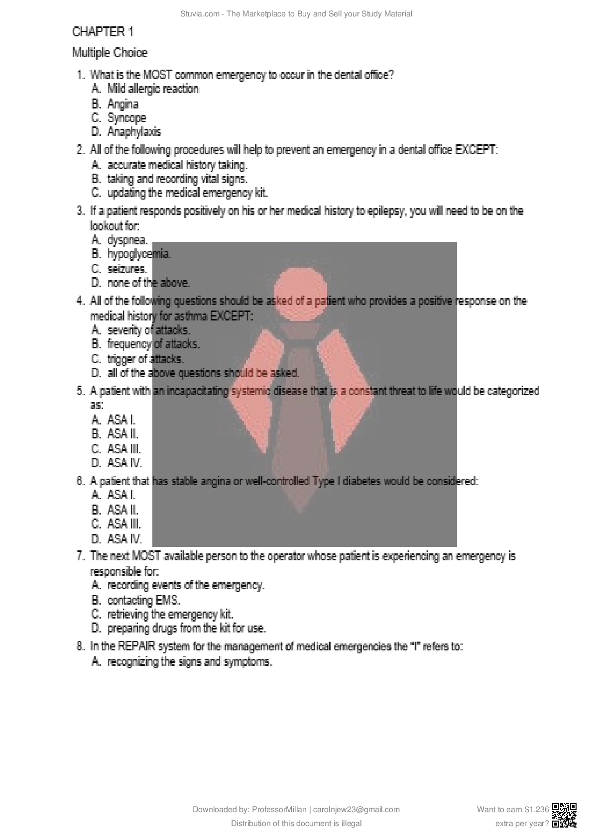 Preview page 2 of TEST BANK for Medical Emergencies: Essentials for Dental Professionals, 2nd Edition by Ellen Grimes | Full CHAPTERS 1-23