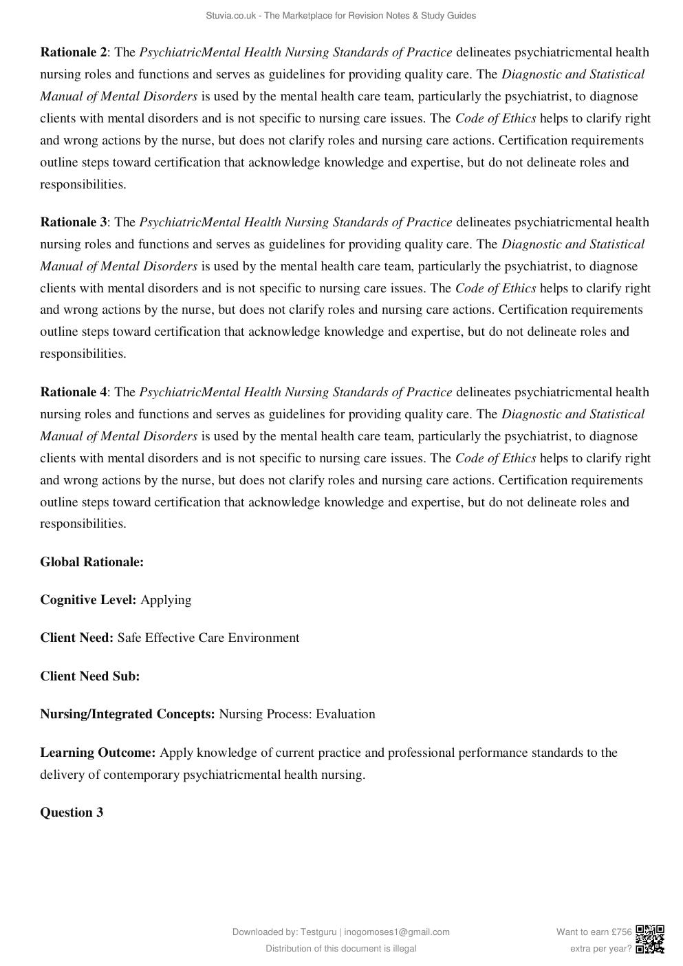 Preview page 4 of TEST BANK for Psychotherapy for the Advanced Practice Psychiatric Nurse, 2nd Edition by Kathleen Wheeler