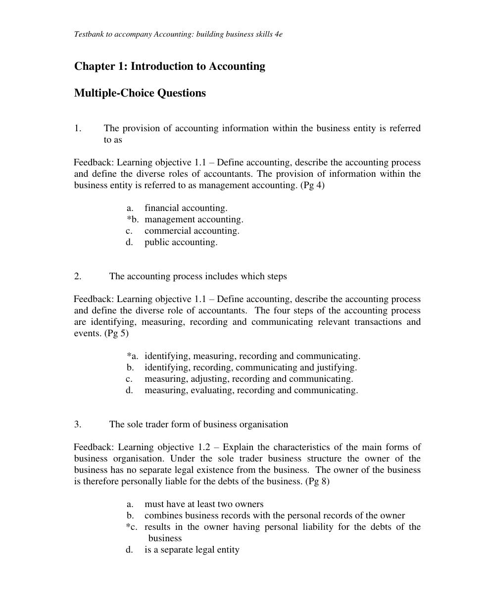 Preview page 3 of TEST BANK for Accounting: Building Business Skills, 4th Edition Carlon, Mladenovic-McAlpine, Palm, Kimmel, Kieso, Weygan