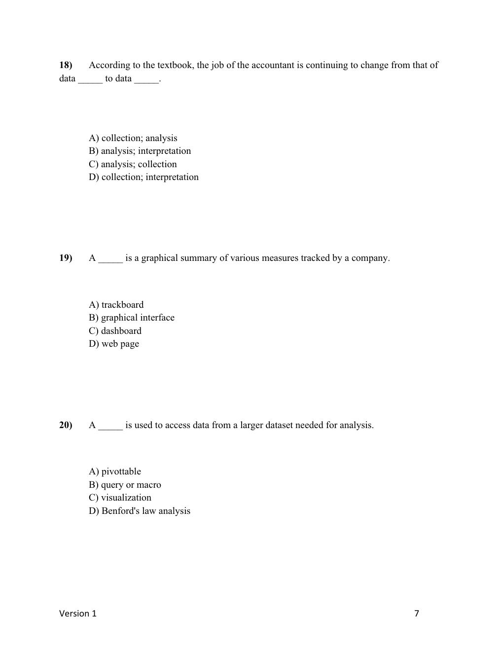 Preview page 8 of TEST BANK for Introduction to Data Analytics for Accounting 1st Edition by Richardson, Terrell &  Teeter | Complete 11 C