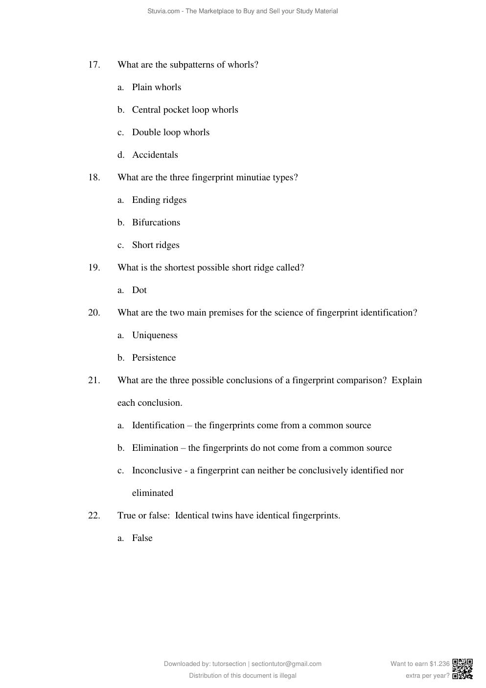 Preview page 5 of TEST BANK for Fundamentals of Fingerprint Analysis 1st Edition By Hillary Moses Daluz (Complete 18 Chapters).