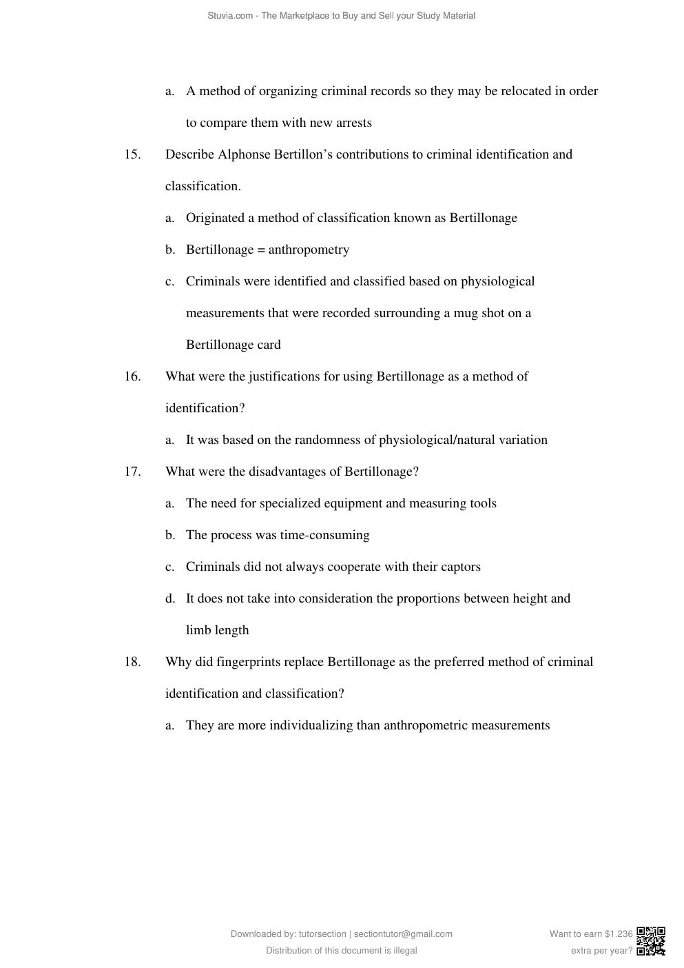 Preview page 9 of TEST BANK for Fundamentals of Fingerprint Analysis 1st Edition By Hillary Moses Daluz (Complete 18 Chapters).