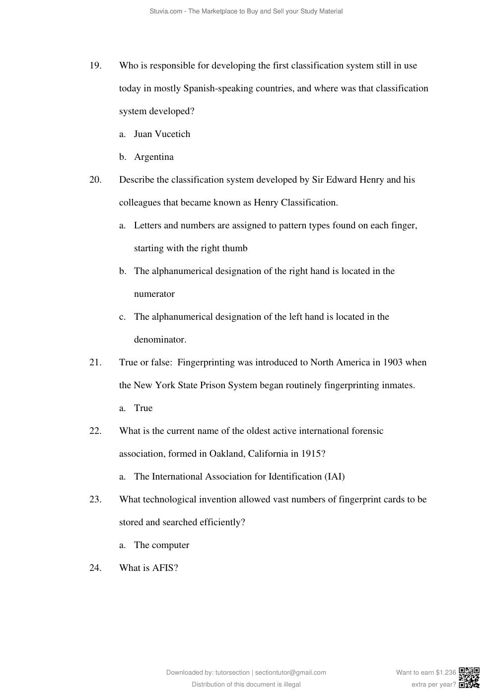 Preview page 10 of TEST BANK for Fundamentals of Fingerprint Analysis 1st Edition By Hillary Moses Daluz (Complete 18 Chapters).