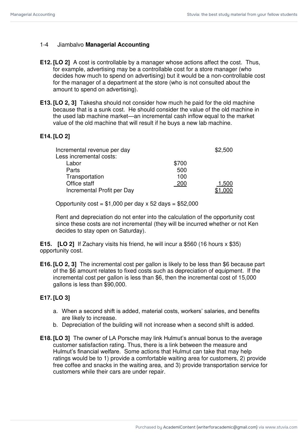 Preview page 5 of Managerial Accounting 6th Edition by James Jiambalvo. All Chapters 1-14 | SOLUTIONS MANUAL