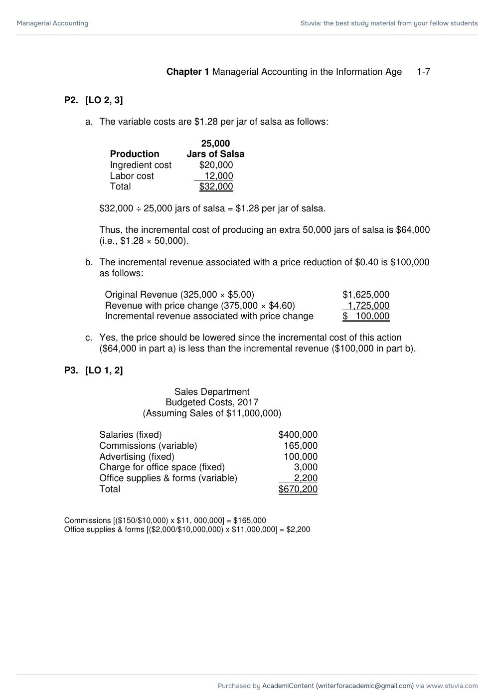 Preview page 8 of Managerial Accounting 6th Edition by James Jiambalvo. All Chapters 1-14 | SOLUTIONS MANUAL