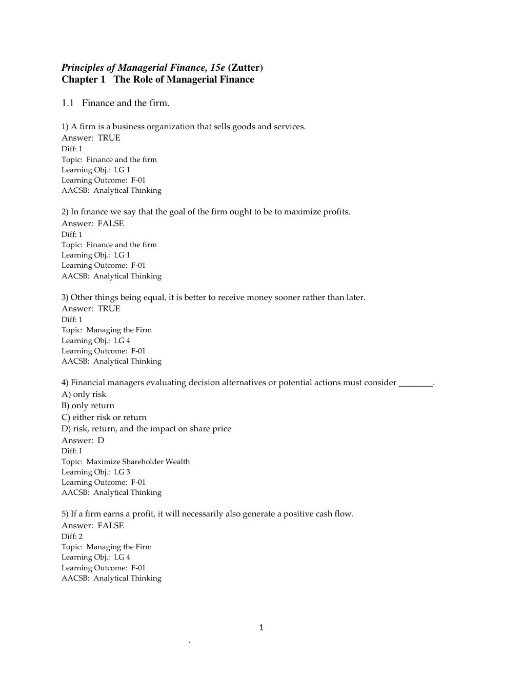 Preview page 2 of TEST BANK for Principles of Managerial Finance 15th Edition by Chad Zutter & Scott Smart | All Chapters 1-19 |