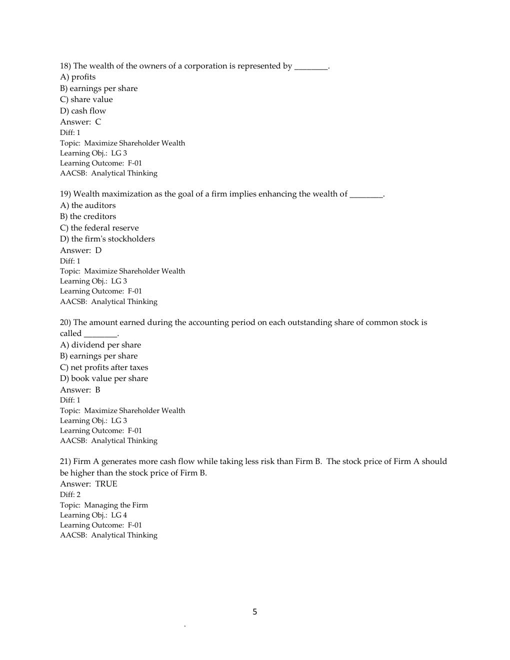 Preview page 6 of TEST BANK for Principles of Managerial Finance 15th Edition by Chad Zutter & Scott Smart | All Chapters 1-19 |