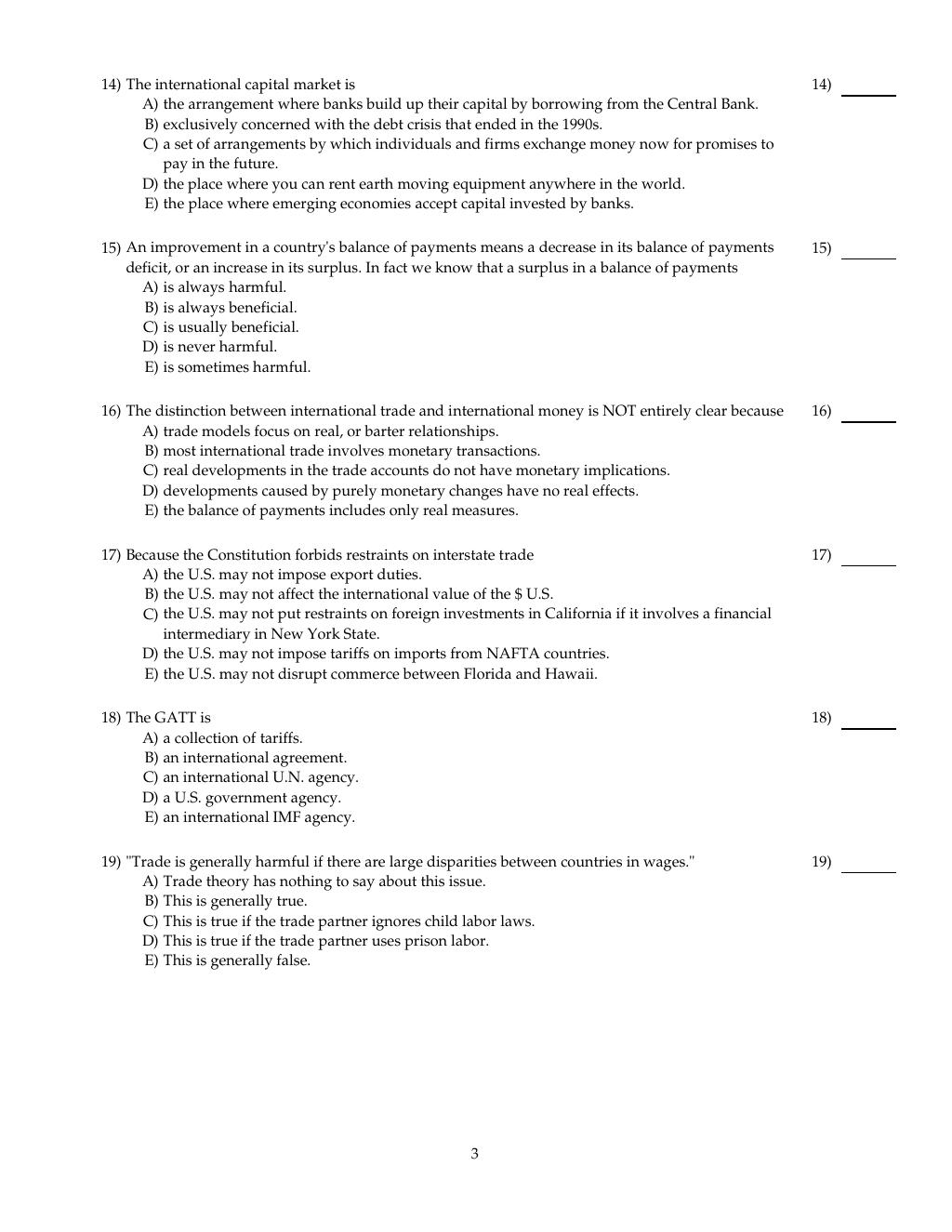Preview page 4 of TEST BANK for International Finance: Theory and Policy, 11th edition by Paul Krugman, Maurice Obstfeld, Marc Melitz.  (A