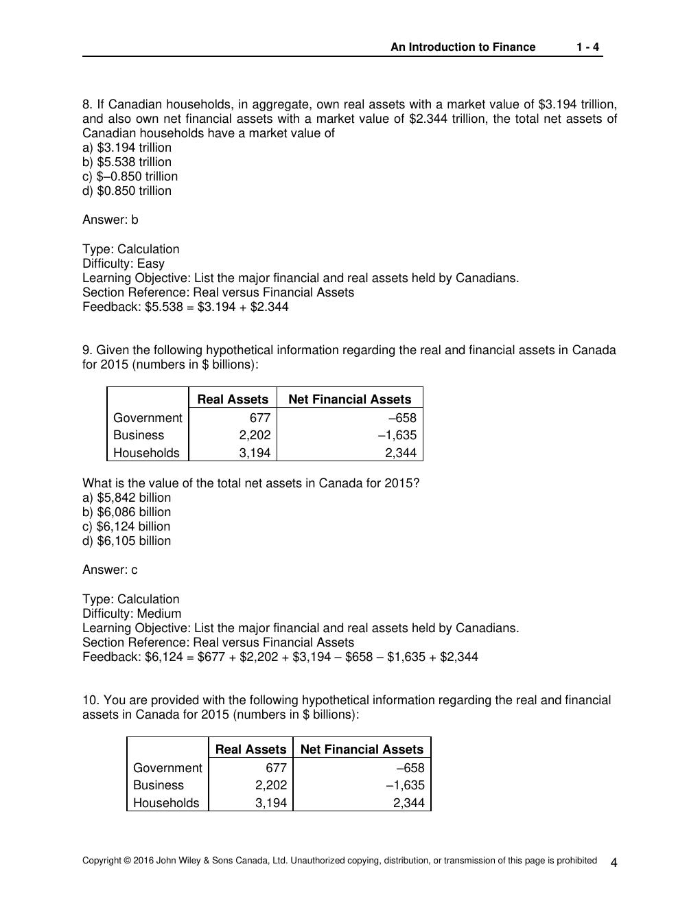 Preview page 4 of TEST BANK for Introduction to Corporate Finance, 4th Canadian Edition by Booth, Cleary and Rakita | All 24 Chapters