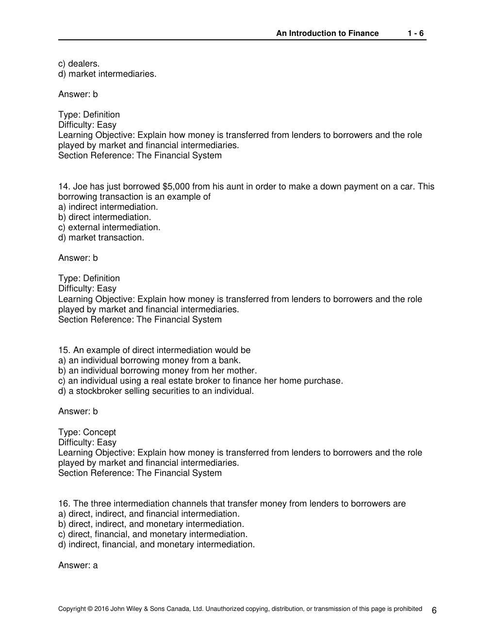 Preview page 6 of TEST BANK for Introduction to Corporate Finance, 4th Canadian Edition by Booth, Cleary and Rakita | All 24 Chapters