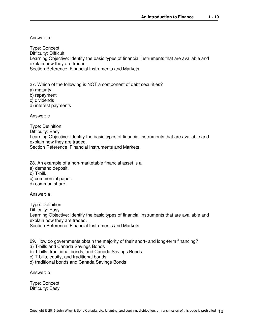 Preview page 10 of TEST BANK for Introduction to Corporate Finance, 4th Canadian Edition by Booth, Cleary and Rakita | All 24 Chapters