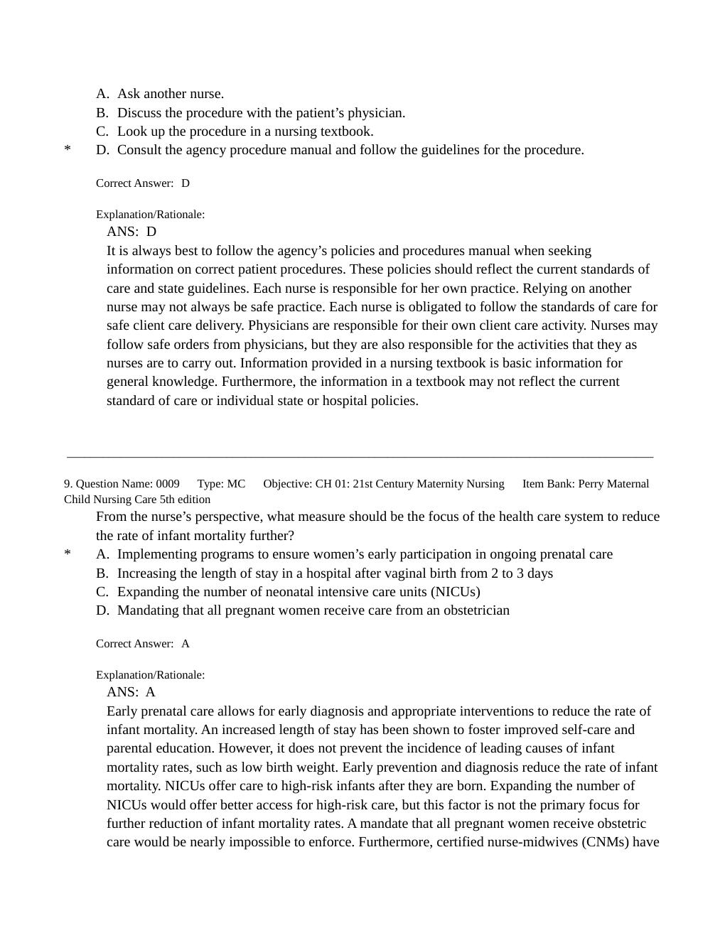 Preview page 6 of TEST BANK for Maternal Child Nursing Care 5th Edition by Perry, Hockenberry, Lowdermilk & Wilson.  (All Chapters 1-49 }