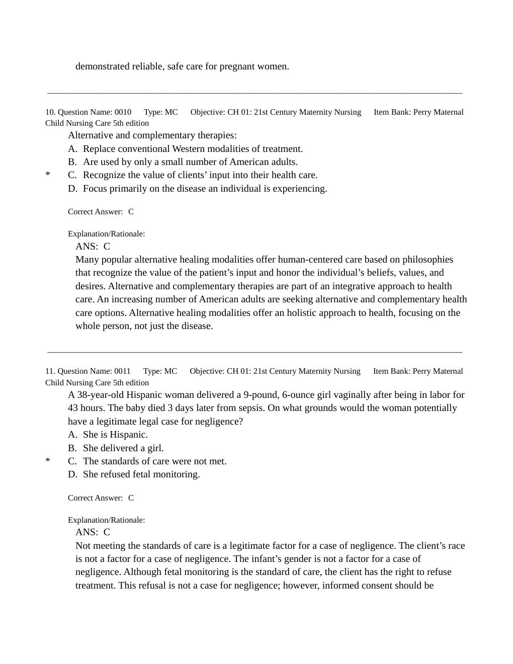 Preview page 7 of TEST BANK for Maternal Child Nursing Care 5th Edition by Perry, Hockenberry, Lowdermilk & Wilson.  (All Chapters 1-49 }