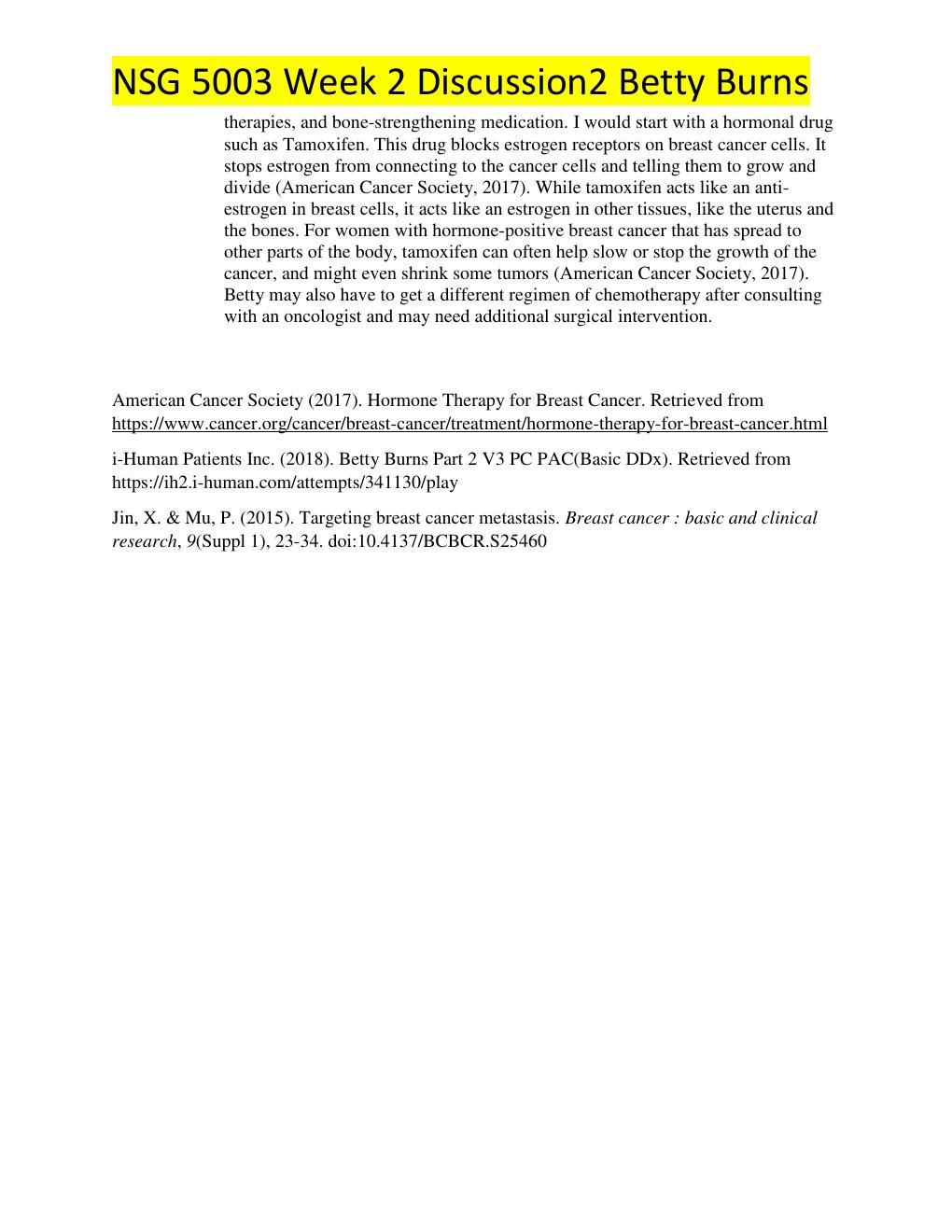 Preview page 2 of NSG 5003 Week 2 Discussion2 Betty Burns ihuman