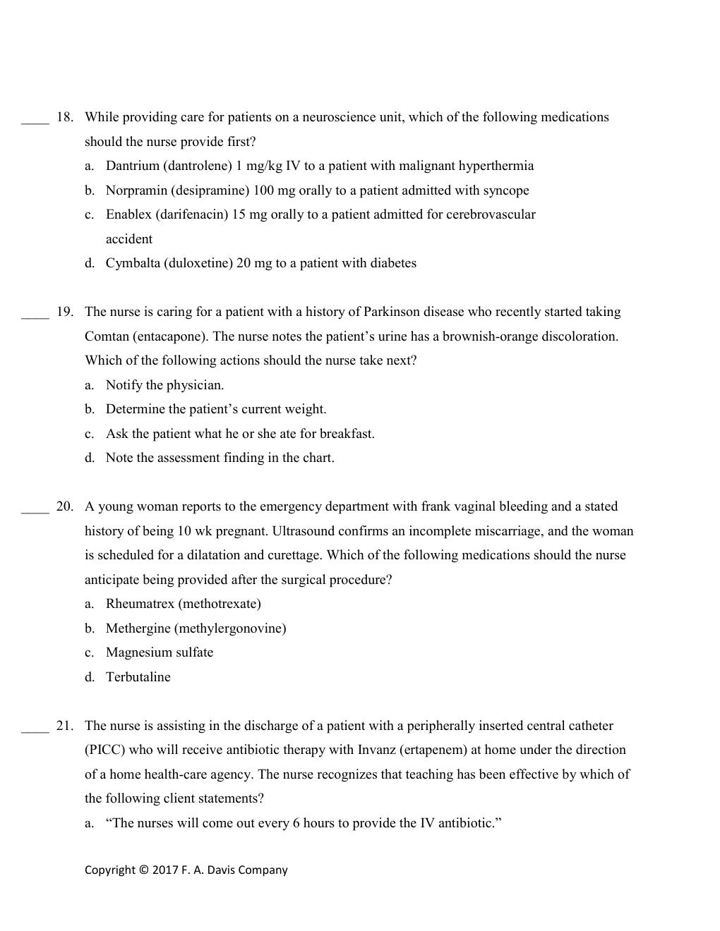 Preview page 7 of TEST BANK for Davis's Drug Guide for Nurses 15th Edition by April Hazard Vallerand & Cynthia A. Sanoski.