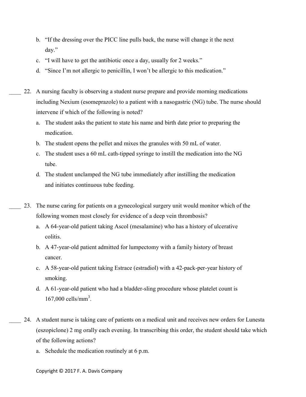 Preview page 8 of TEST BANK for Davis's Drug Guide for Nurses 15th Edition by April Hazard Vallerand & Cynthia A. Sanoski.