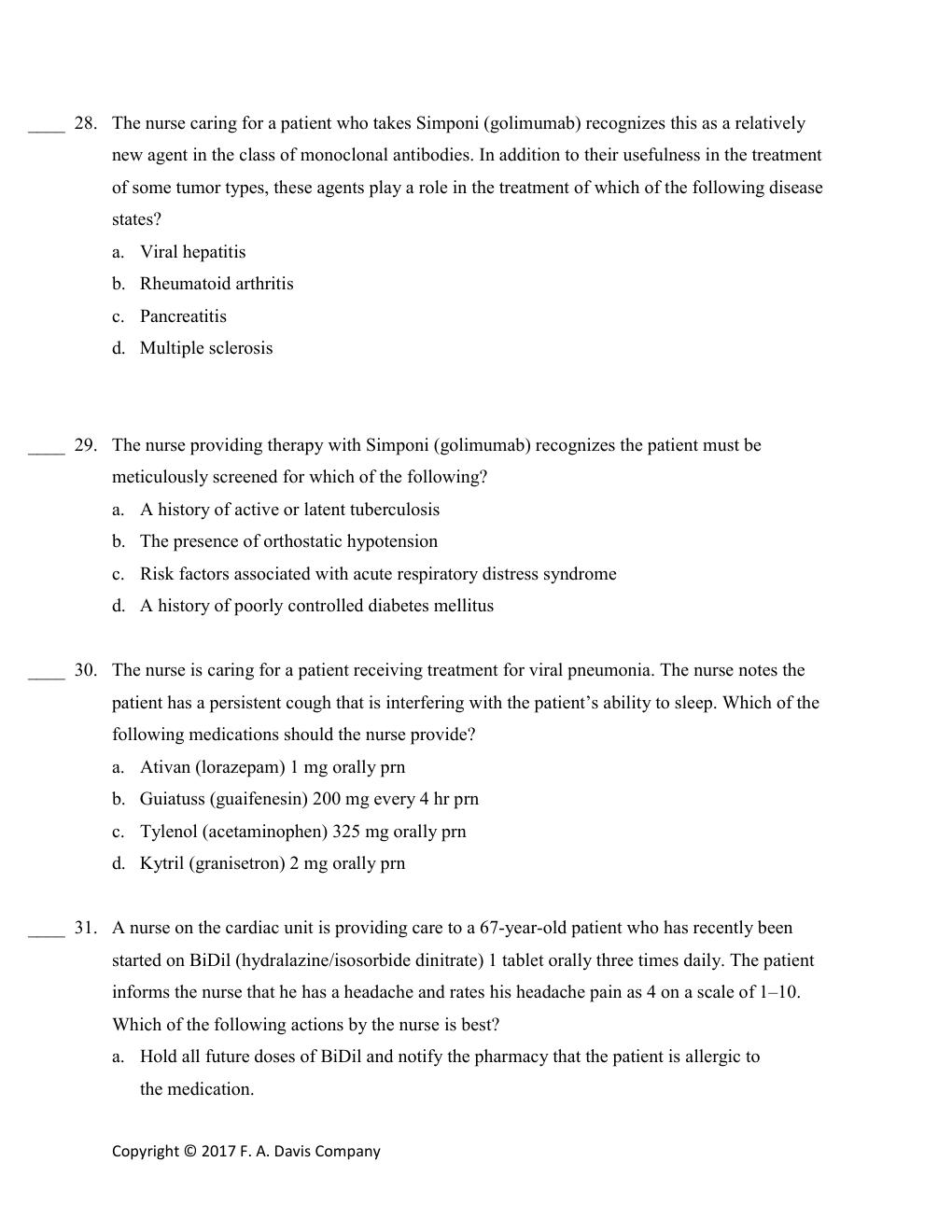 Preview page 10 of TEST BANK for Davis's Drug Guide for Nurses 15th Edition by April Hazard Vallerand & Cynthia A. Sanoski.