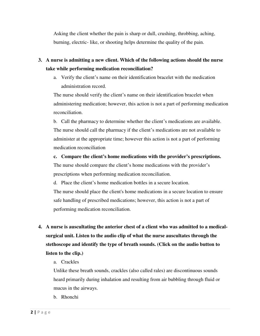 Preview page 2 of ATI RN Fundamentals Online Practice 2019 A