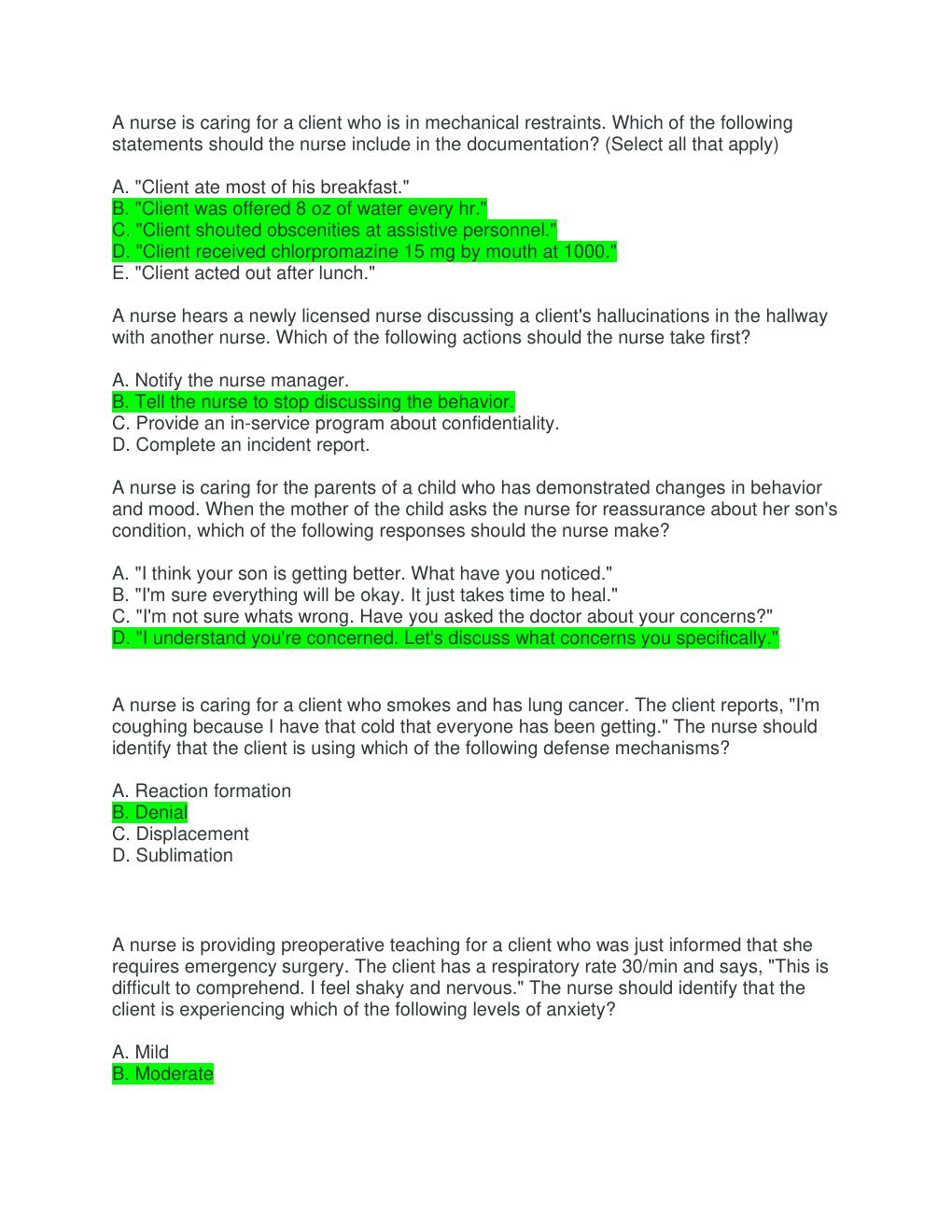 Preview page 3 of ATI MENTAL HEALTH PROCTORED EXAM (2 LATEST VERSIONS)