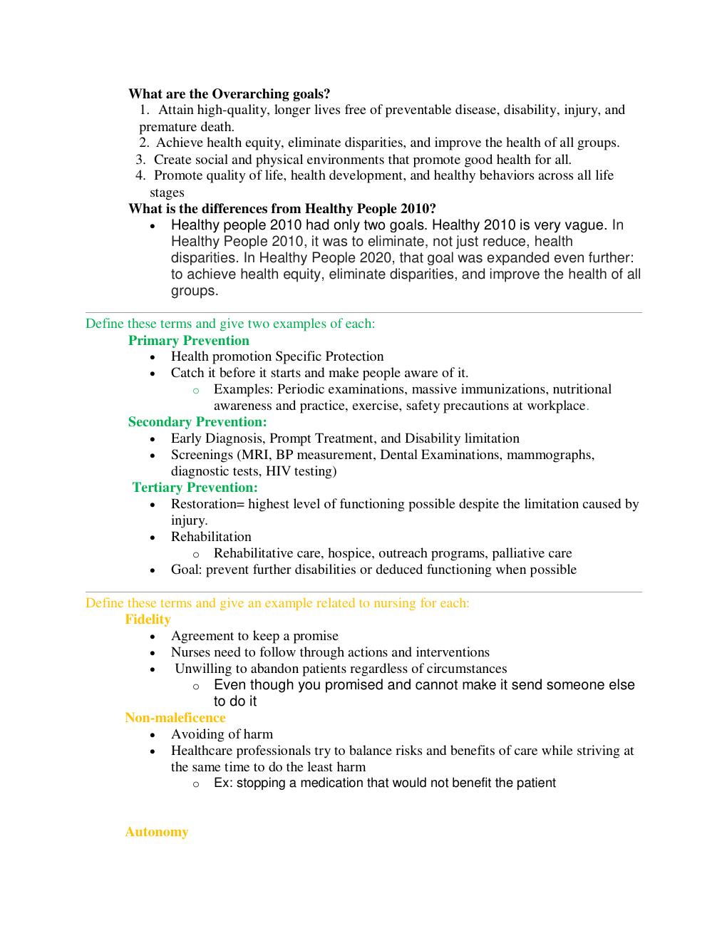 Preview page 2 of NR 222 Health and Wellness Study Guide Final NR 222 2020