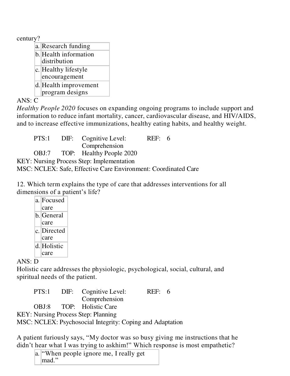Preview page 7 of TEST BANK for Medical-Surgical Nursing 5th Edition by Holly Stromberg. All Chapters 1-49.