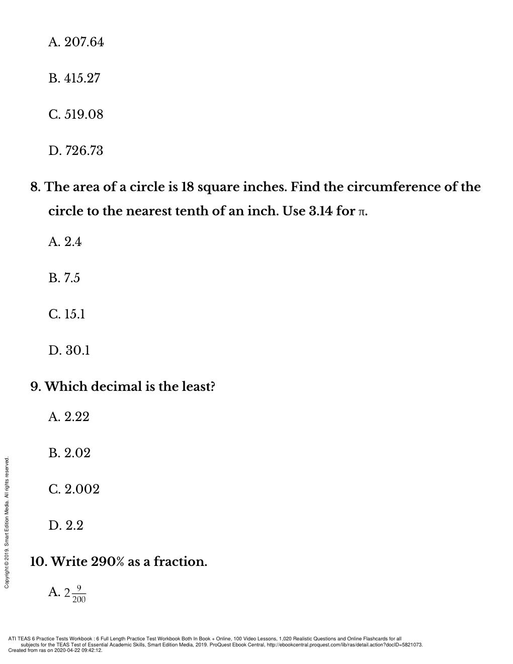 Preview page 3 of ATI TEAS 6 Practice Tests Workbook 6 (MATHS, SCIENCE, ENGLISH AND LANGUAGE USAGE, AND PRACTICE EXAMS)