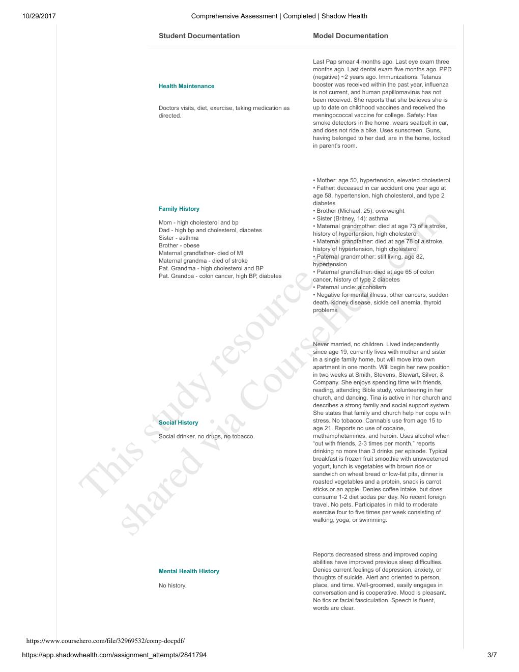Preview page 3 of Comprehensive Assessment Results | Turned In Advanced Health Assessment