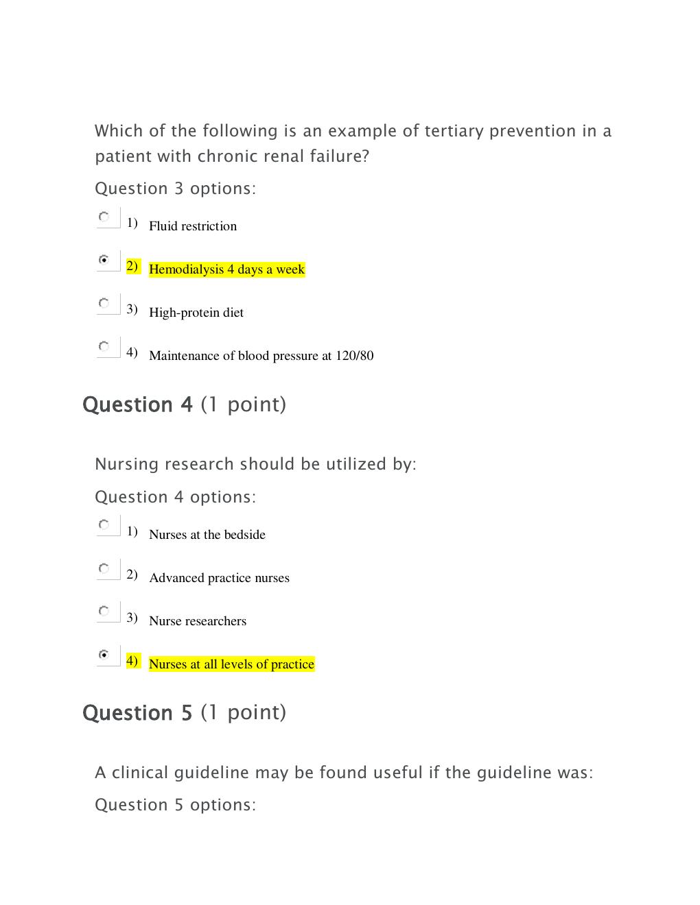 Preview page 2 of NSG 6440  Week 9 Practice Exam with complete soluion latest update 2020/2021