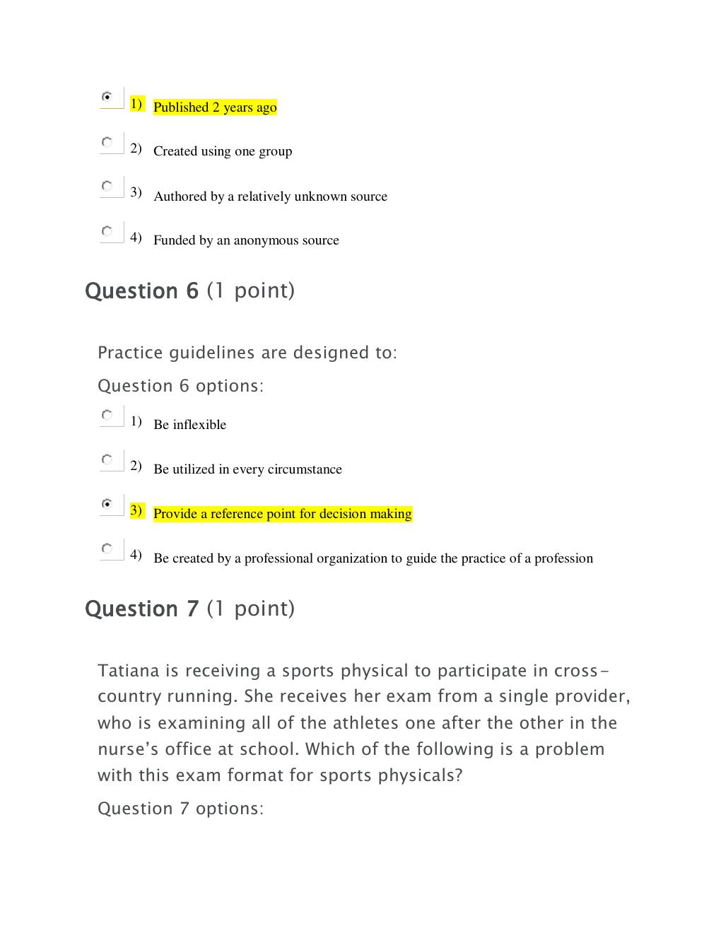 Preview page 3 of NSG 6440  Week 9 Practice Exam with complete soluion latest update 2020/2021