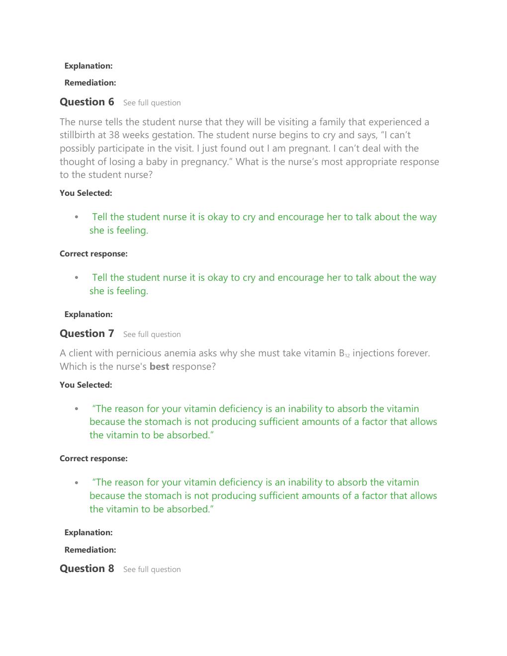 Preview page 3 of Nlcex questions with both students answers and actual correct answers complete solution.docx