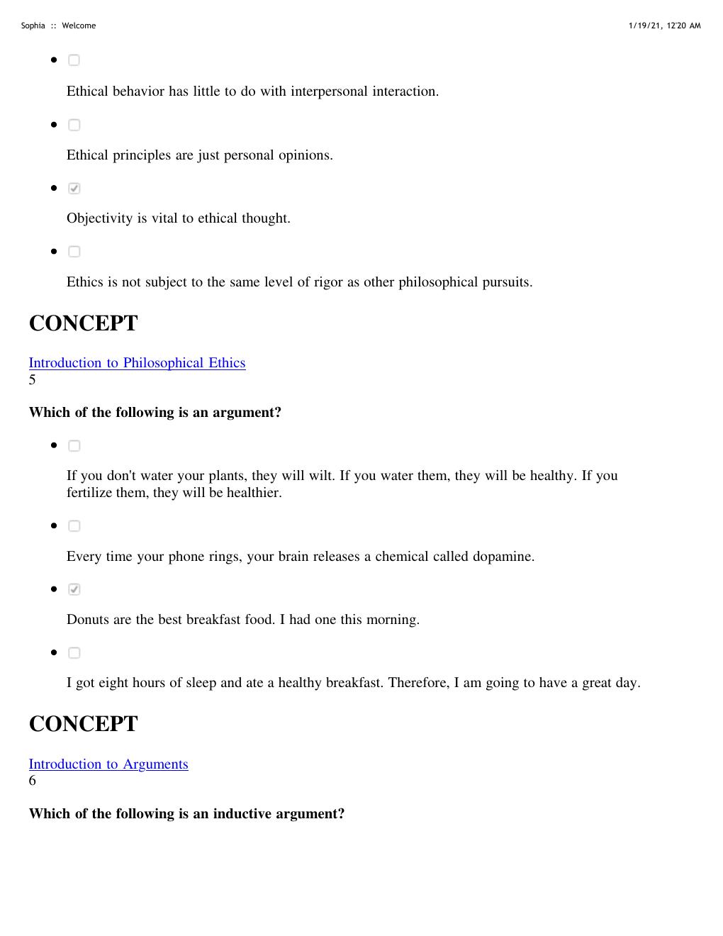 Preview page 3 of Sophia Ethics Milestone 1, 2, 3, 4 and Final Combined Study Guides, 2021 Update Study Guide, Correctly Answered Question