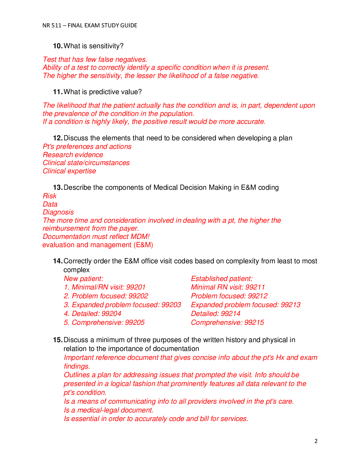 Preview page 2 of NR 511 Final Exam Study Guide (Wk1- Wk 6) -Questions and Answers