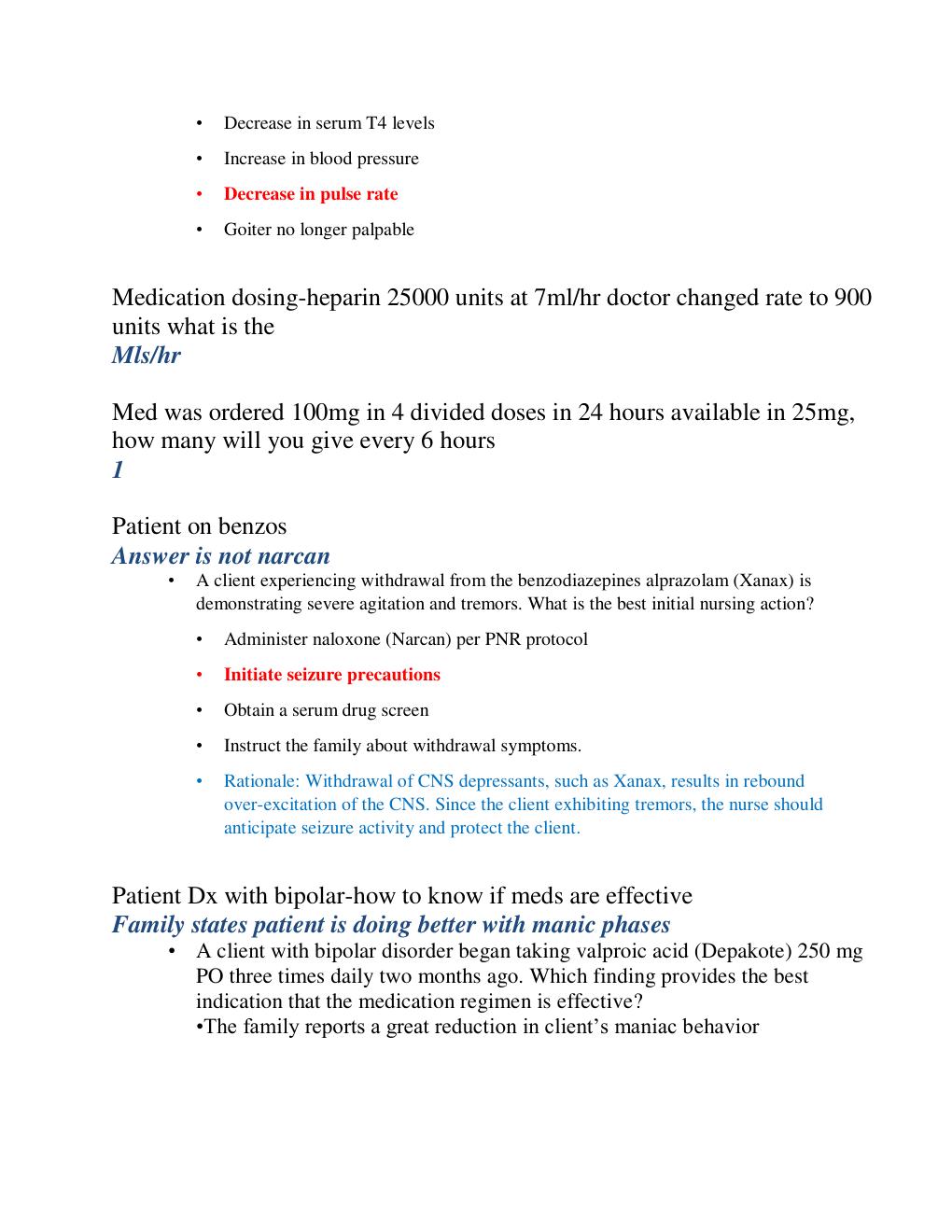 Preview page 2 of Pharmacology Exit HESI  QUESTIONS AND ANSWERS SOLUTION 2021