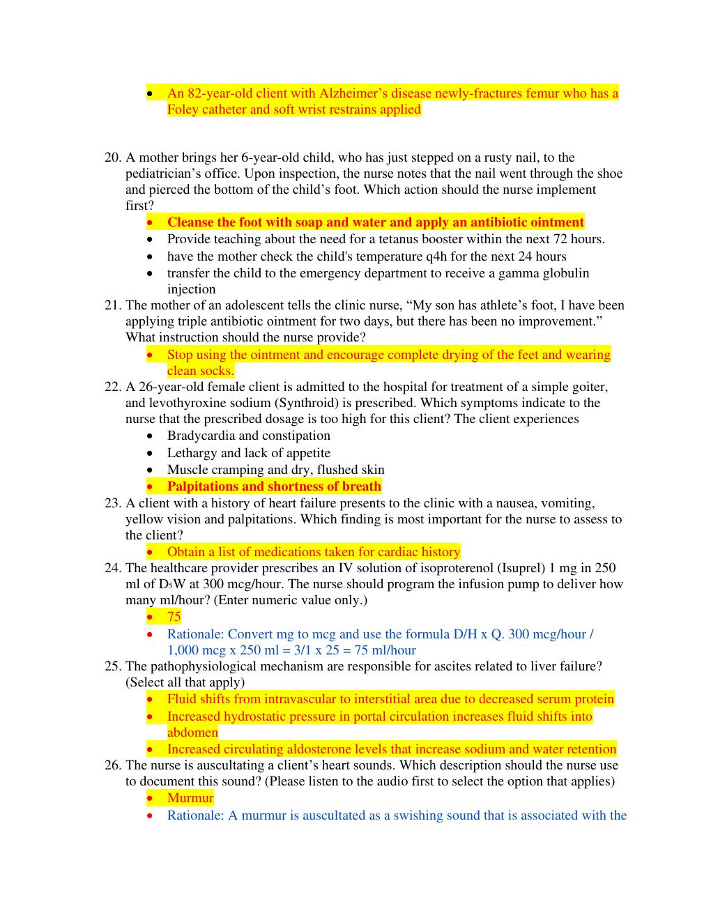 Preview page 3 of HESI PN EXIT EXAM Latest Update Study Download to Score an A, A+ guide