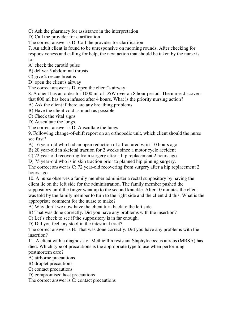 Preview page 3 of 2020/2021 HESI EXIT V2 EXAM 160 C0RRECTLY ANSWERED QUESTIONS