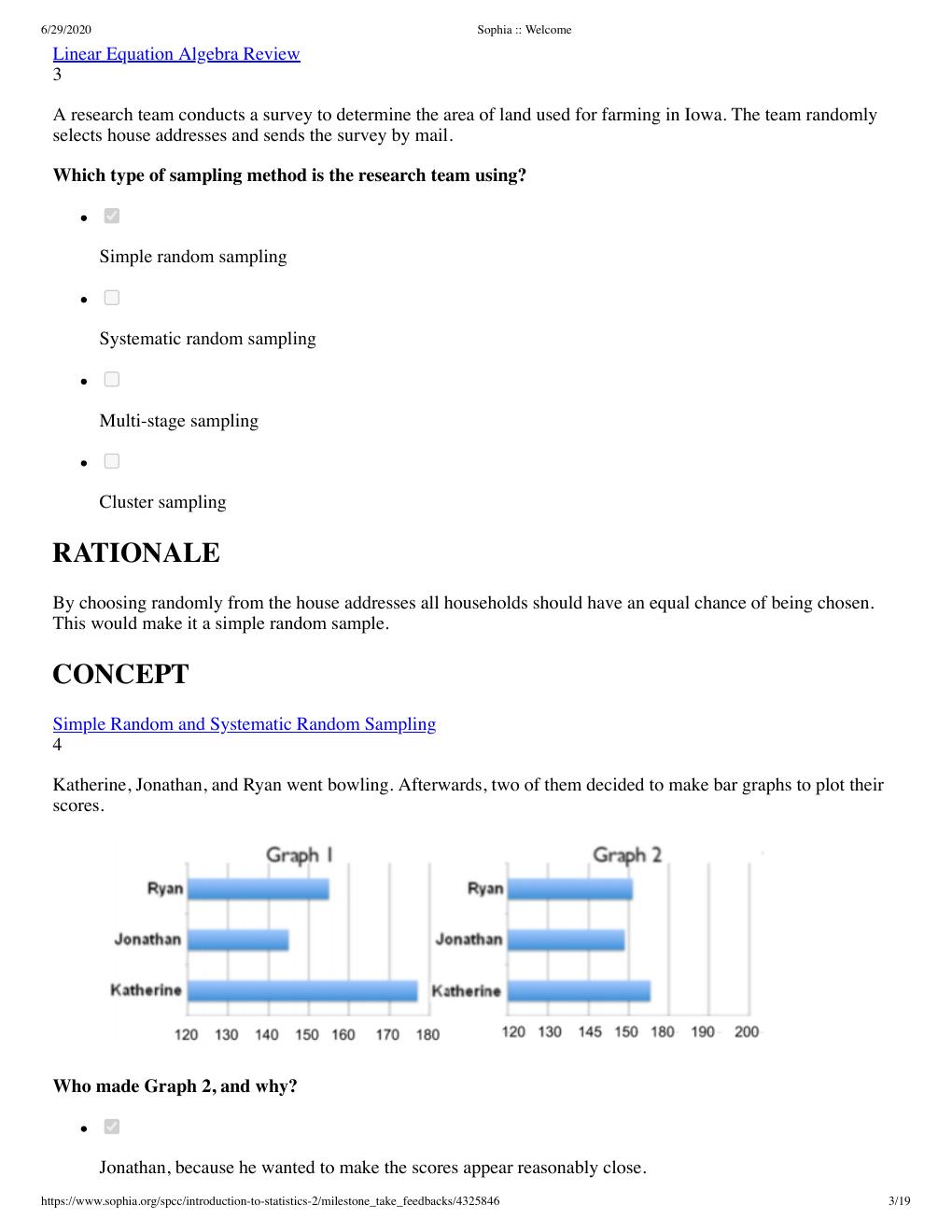 Preview page 3 of Sophia Statistics Final Milestone (Complete) Questions and Answers with Explanations (latest Update), 100% Correct, Down