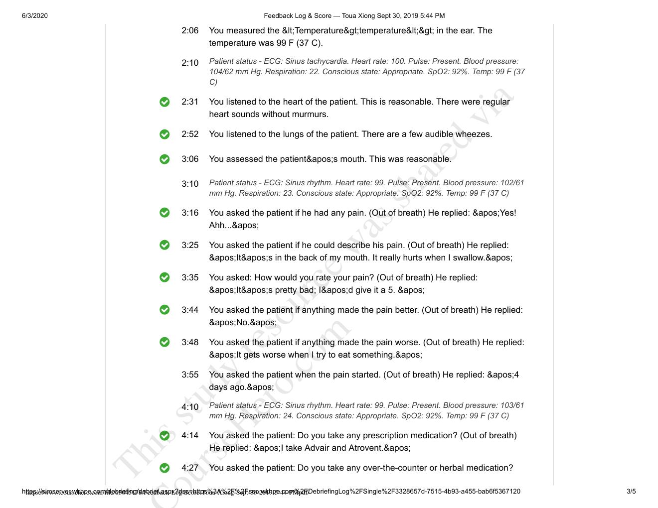 Preview page 3 of PHARMACOLO NU120 Toua Xiong Vsim Feedback Log