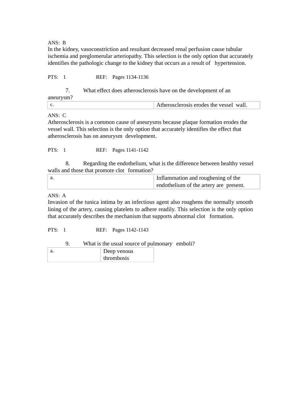 Preview page 3 of Alterations of Cardiovascular Function. Question and Correct Answers.